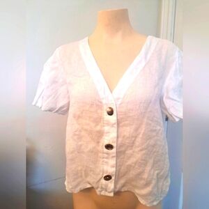 White linen S zara blouse